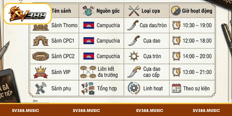 Sảnh Đá Gà SV388 – Bản Đồ Sảnh Hậu Đài 2 Bản đồ sảnh đá gà SV388 chi tiết